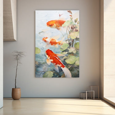 Koi Fish in Pond Painting